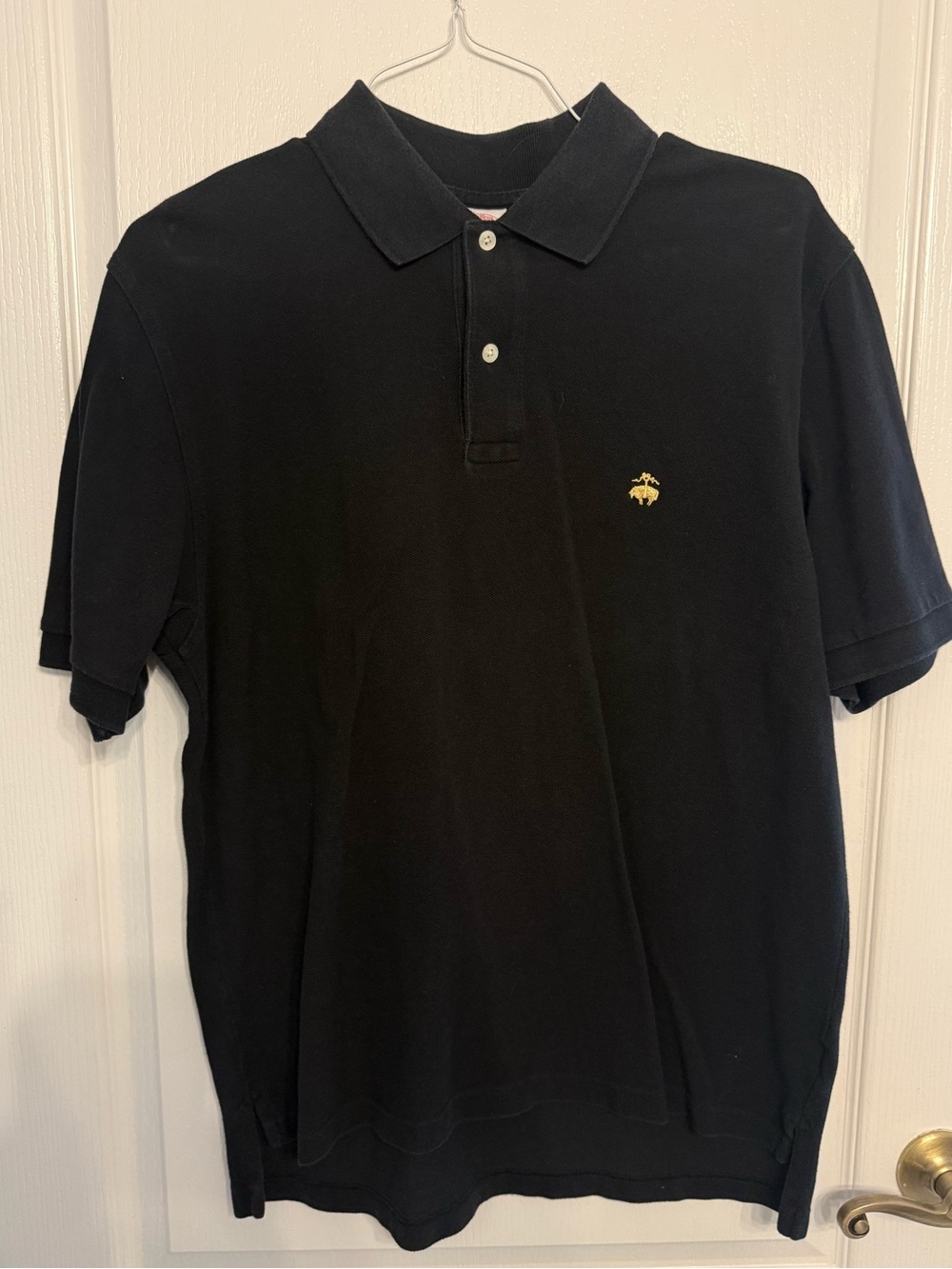 Brooks Brothers Black Polo with Gold Crest Embroidery